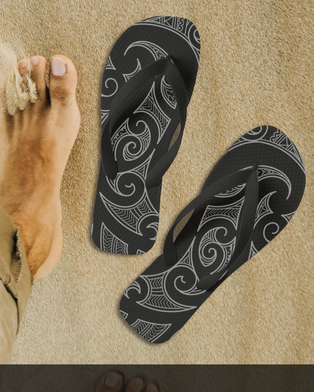 Maori tattoo patterns flip flops