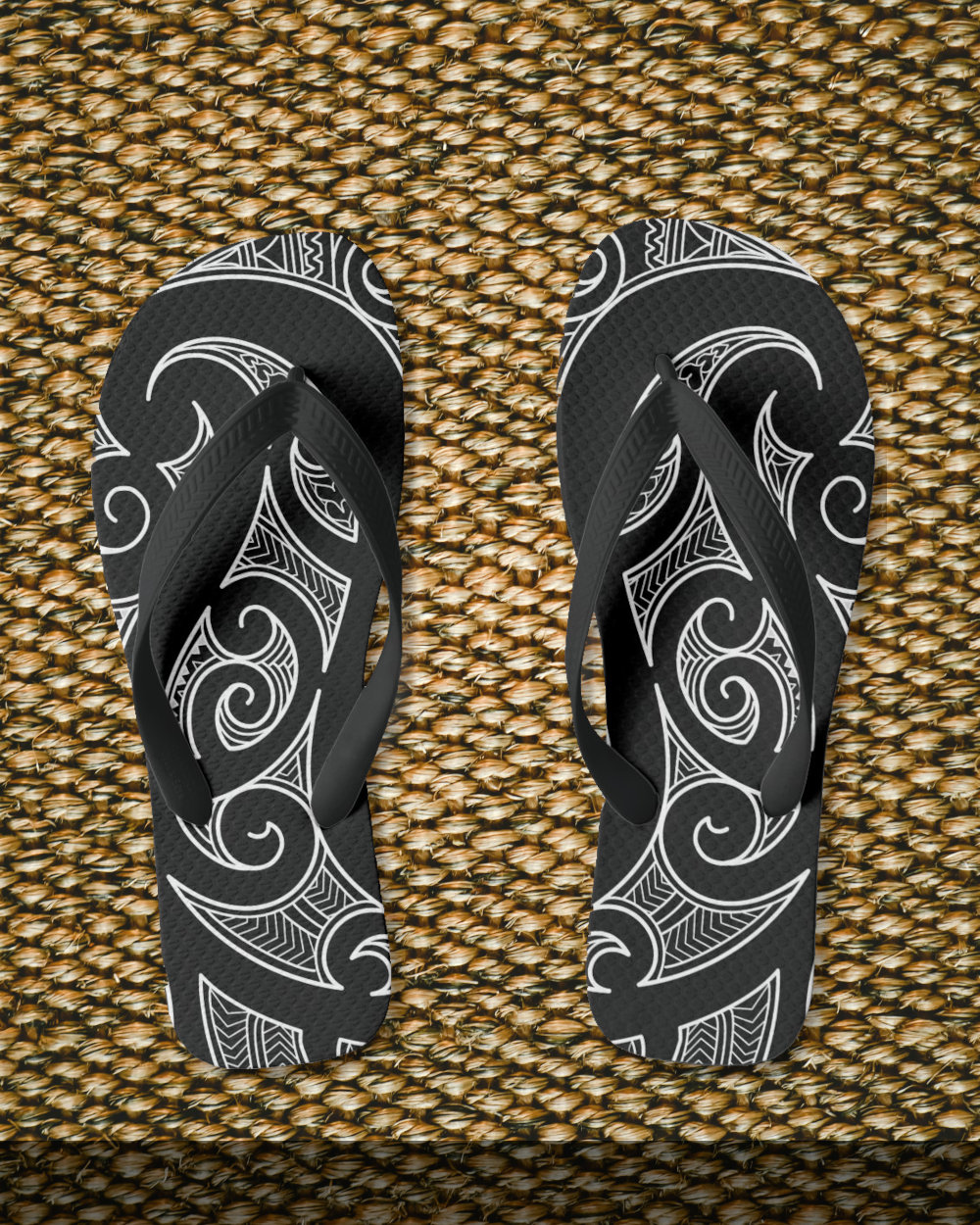 Maori tattoo patterns flip flops