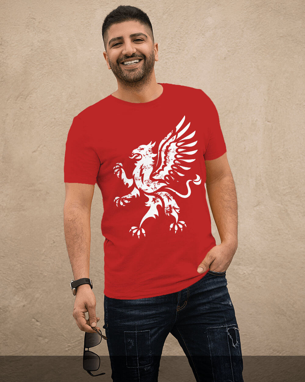 White faded gryphon t-shirt on Zazzle