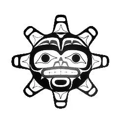 Haida style tribal sun tattoo design template