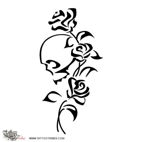 Skull and roses