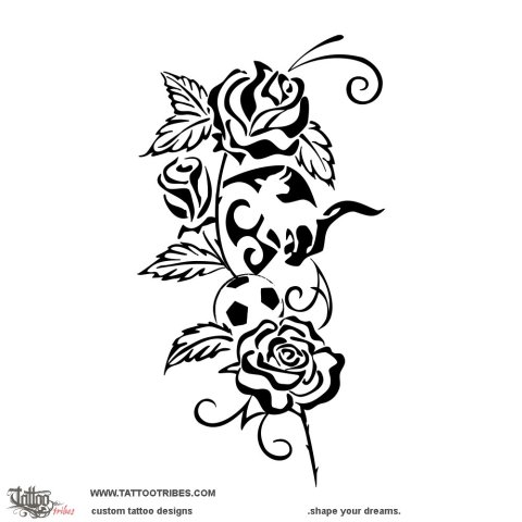 Taurus and roses (May) tattoo design thumbnail