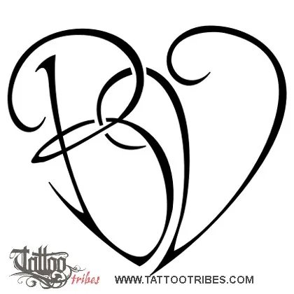 B+V heart (Union, love) tattoo design thumbnail
