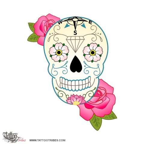 Calavera (Sugar skull) tattoo design thumbnail