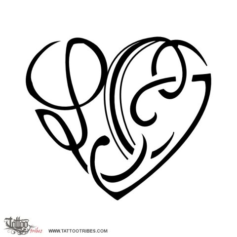 L+C+C+C+J heart (Family) tattoo design thumbnail