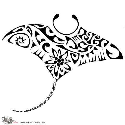 Edelweiss manta (Mountains and sea) tattoo design thumbnail