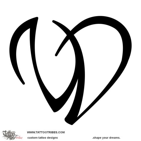 N+D heart (Bond) tattoo design thumbnail