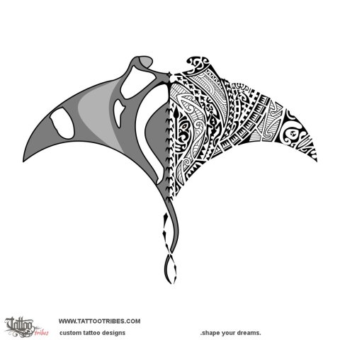 Fāfāpiti (Manta) tattoo design thumbnail
