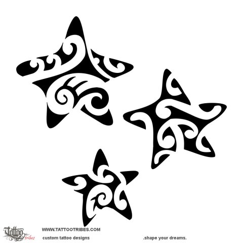 Three stars (Family) tattoo design thumbnail