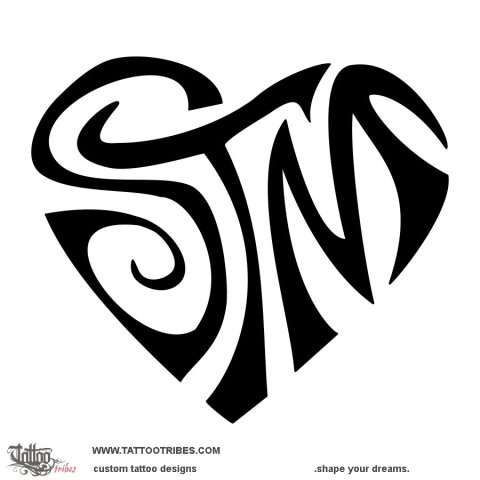 S+T+M heart (Love) tattoo design thumbnail