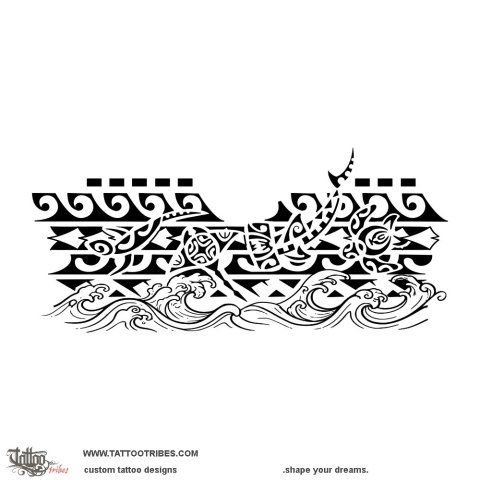 Mataare (Waves) tattoo design thumbnail