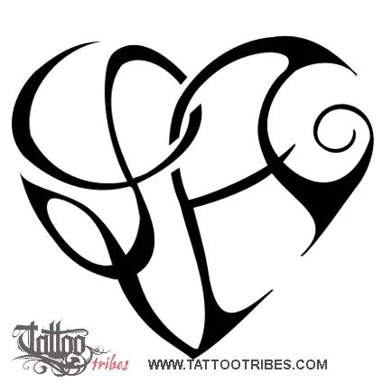 L+A heart (Heartigram) tattoo design thumbnail