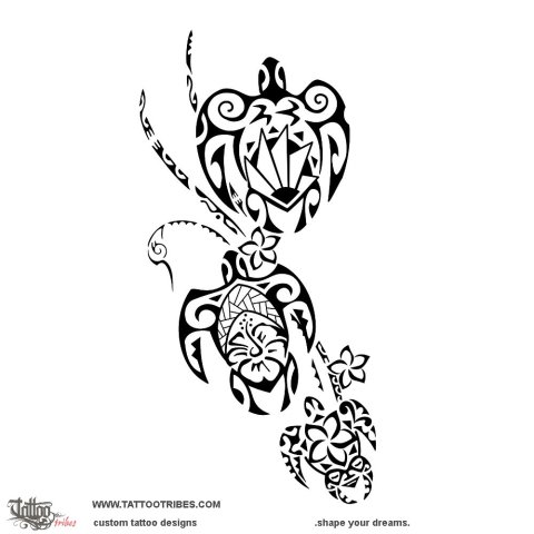 Family turtles (Unity) tattoo design thumbnail