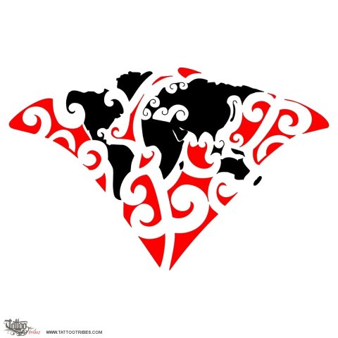 Worldmap (Freedom, Travel) tattoo design thumbnail