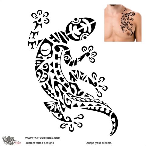 Gecko (Family first) tattoo design thumbnail