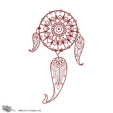 Dreamcatcher (Mehndi) tattoo design thumbnail