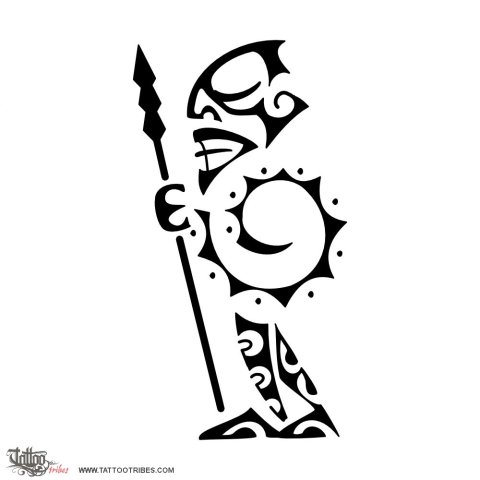 Tiki warrior (Protection) tattoo design thumbnail