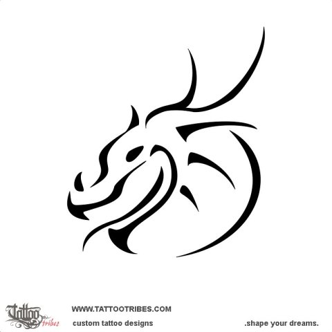 Minimalist dragon (Strength) tattoo design thumbnail
