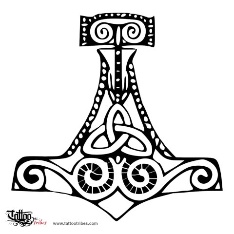 Mjolnir (Protection) tattoo design thumbnail