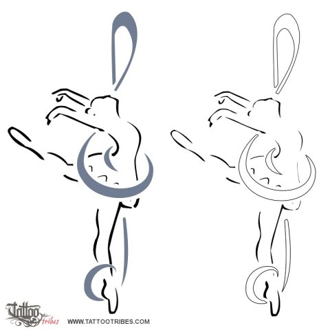 Ballerina (Dance and music) tattoo design thumbnail