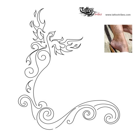 Phoenix from waves (Rebirth, new start) tattoo design thumbnail
