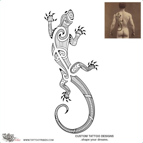 Mana atua lizard (Power from the gods) tattoo design thumbnail