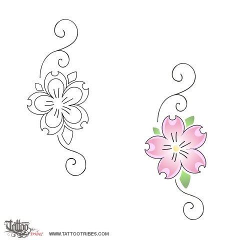 Sakura flower (Live for the moment) tattoo design thumbnail