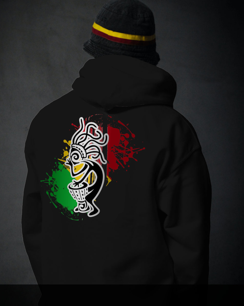 Kokopelli rasta drummer tribal tattoo black hoodie sweatshirt on Amazon