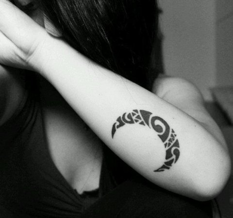 Alessandra - Maori moon: real inked placement tattoo photo thumbnail