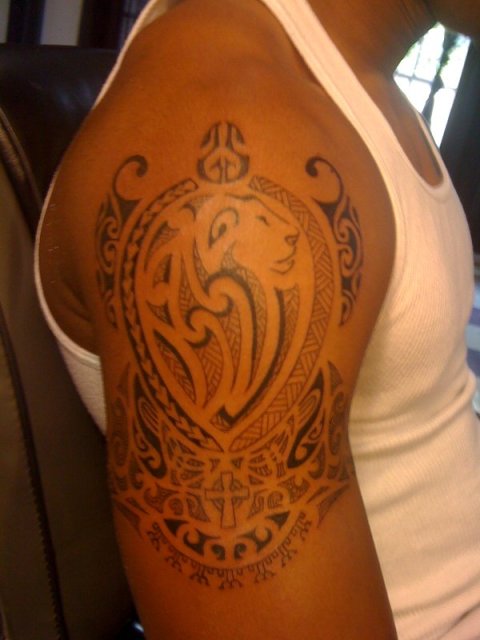 Alex - Lion shoulder: real inked placement tattoo photo thumbnail