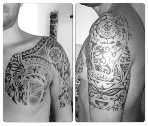 Antonio - Polynesian piece: real inked placement tattoo photo thumbnail