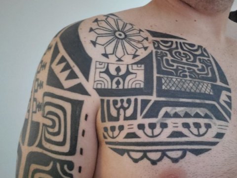 Eduardo - Marquesan coverup: real inked placement tattoo photo thumbnail