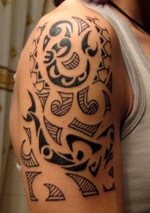 Evi - Polynesian: real inked placement tattoo photo thumbnail