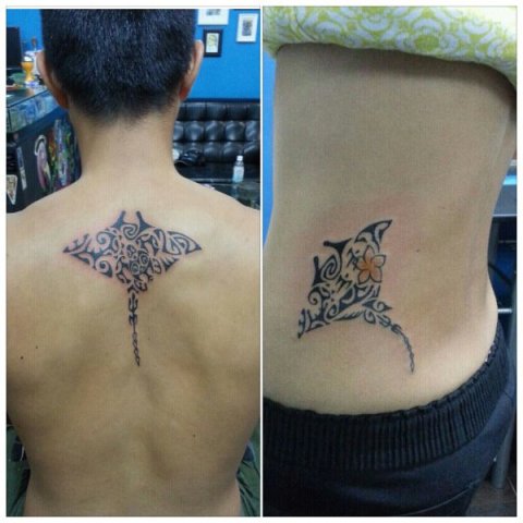 Ivy - Mantas pair: real inked placement tattoo photo thumbnail