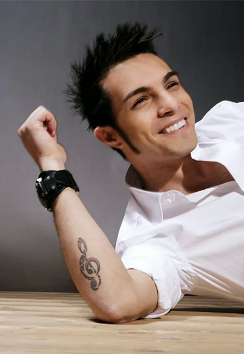 Marco Carta - Treble Clef: inked placement tattoo photo thumbnail