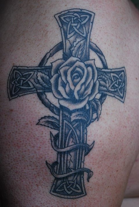 Marco - Cross rose: real inked placement tattoo photo thumbnail
