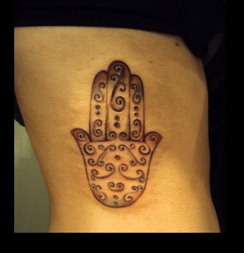 Melania - Hamsa: real inked placement tattoo photo thumbnail