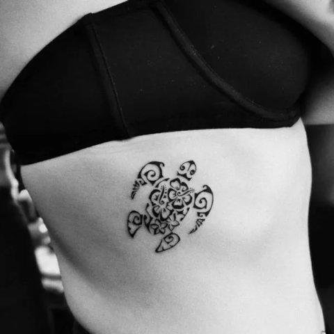 Serena - Flowers turtle: inked placement tattoo photo thumbnail