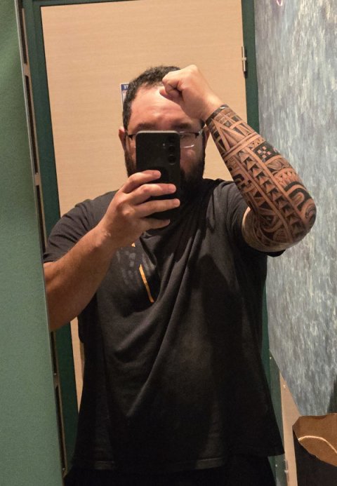 Steven - Polynesian sleeve: real inked placement tattoo photo thumbnail