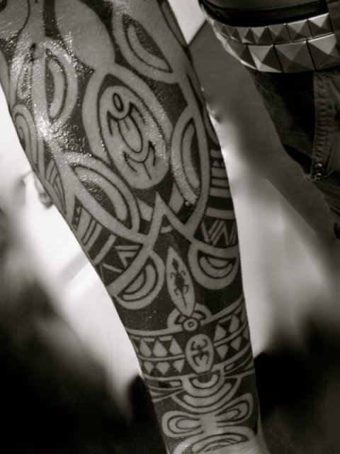 Tanne - Polynesian forearm: real inked placement tattoo photo thumbnail