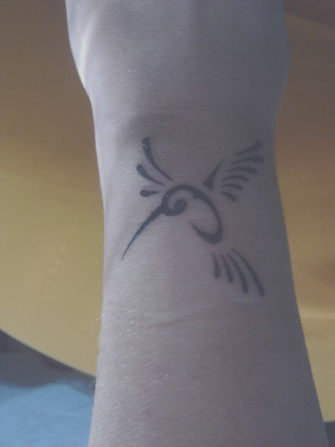 Valeria - Humming bird: real inked placement tattoo photo thumbnail